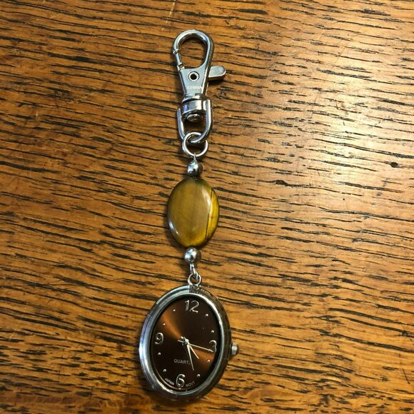 Avon Jewelry - Tiger's Eye Luck 2010 Avon Quartz Clip on Watch Keychain